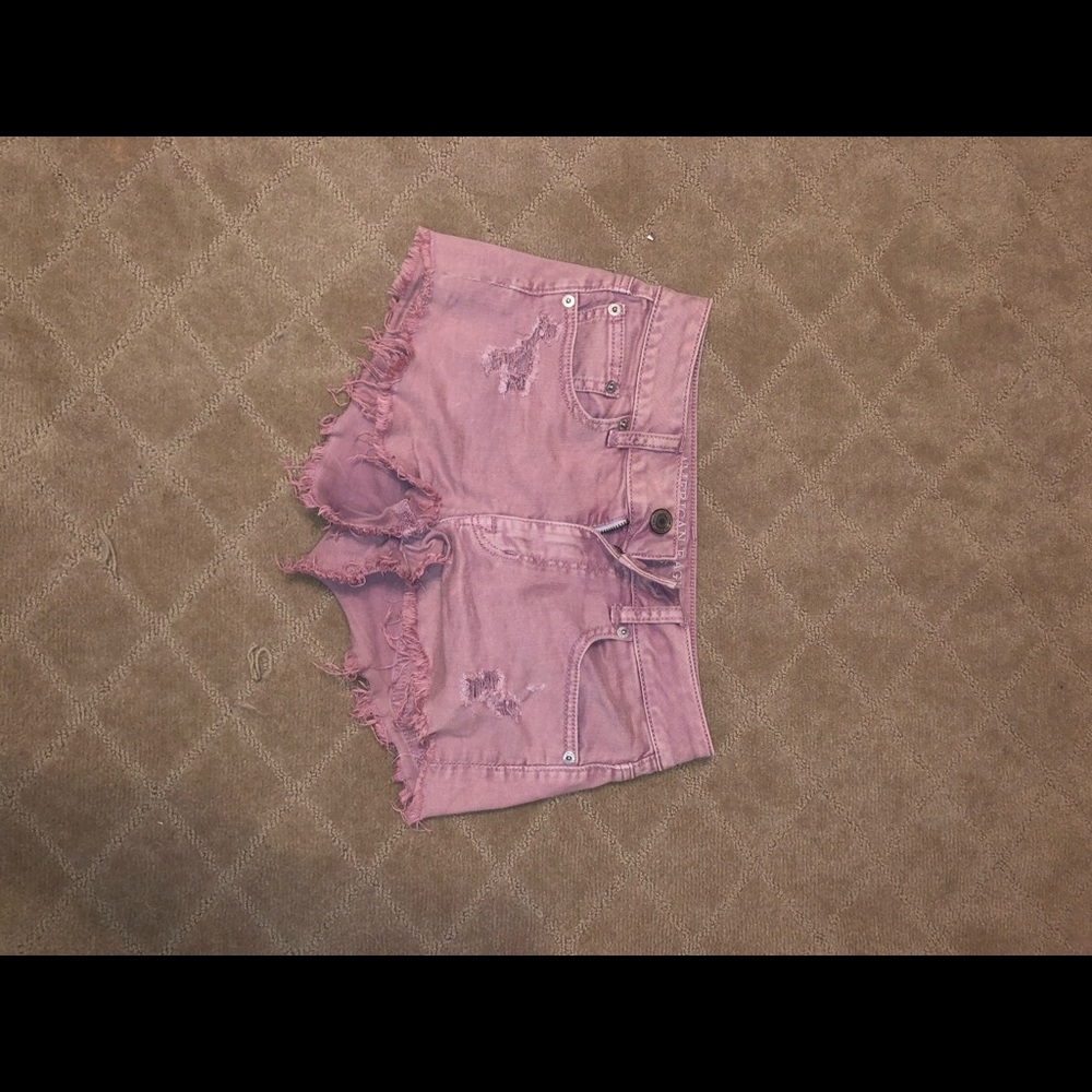 American eagle pink denim shorts